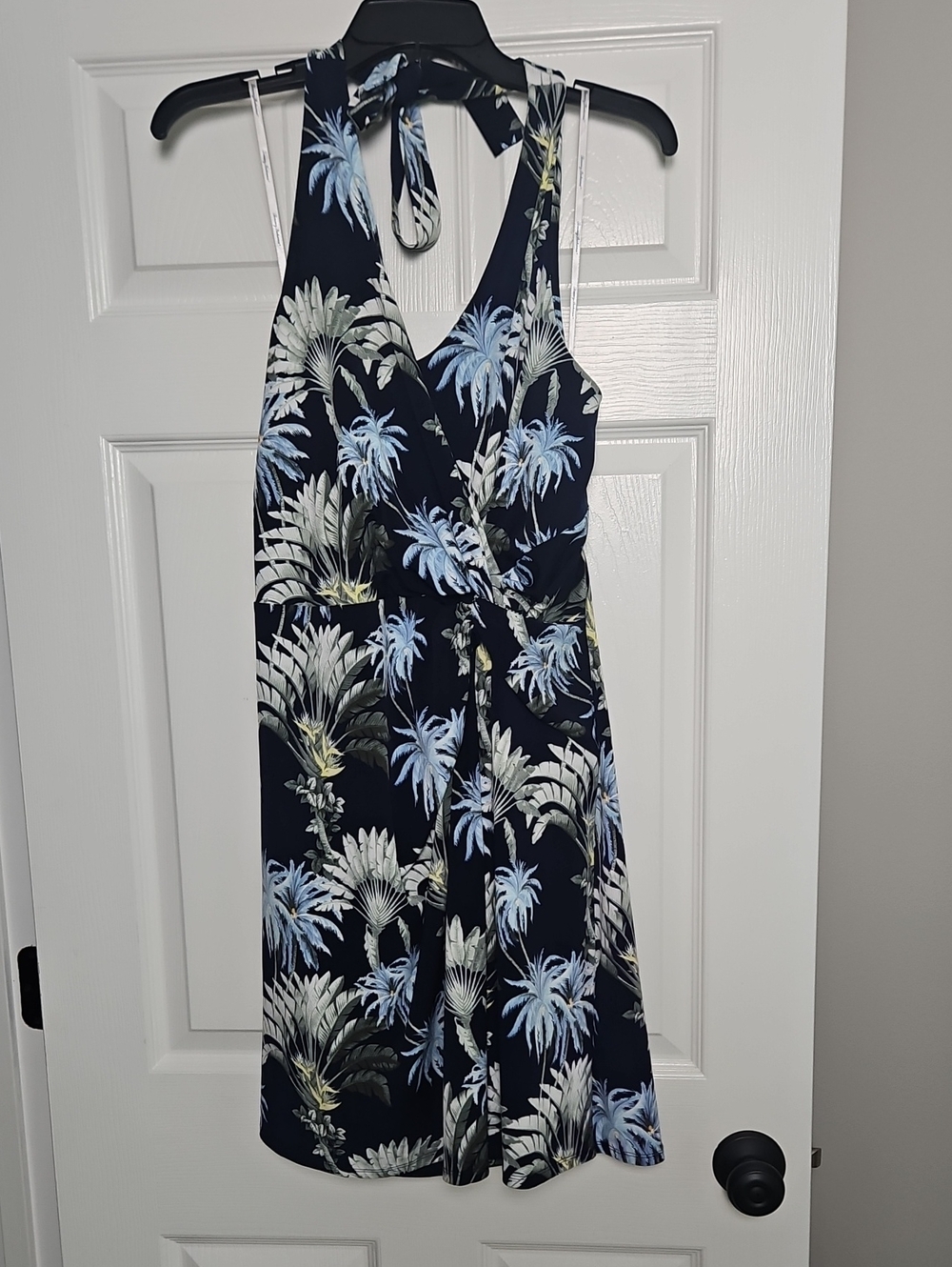 Tommy Bahama Sophia Palosade Palms Faux Wrap Halter Mini Dress: Coastline: Large